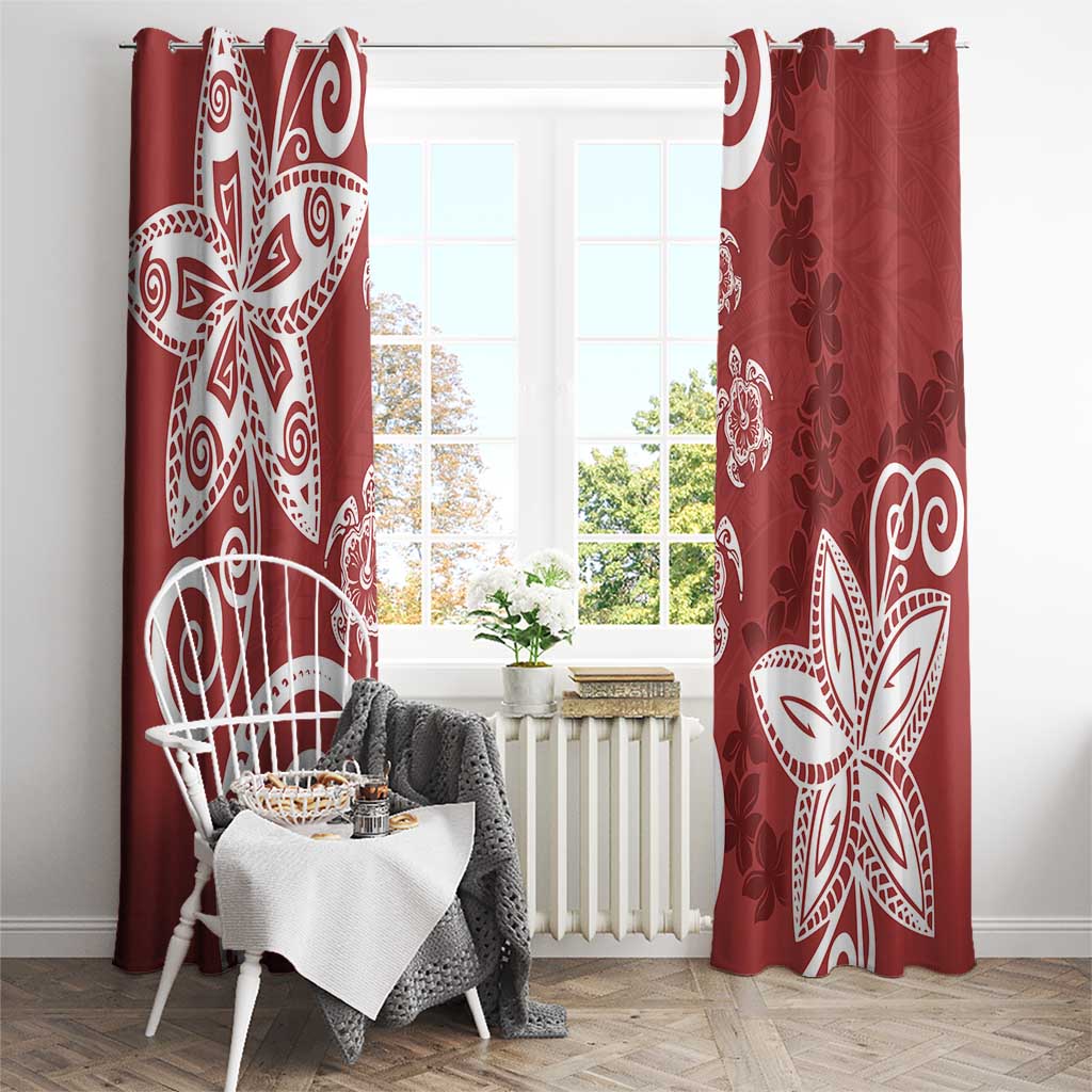 Polynesia Window Curtain Red Tribal Turtle Floral Pattern LT05 - Polynesian Pride