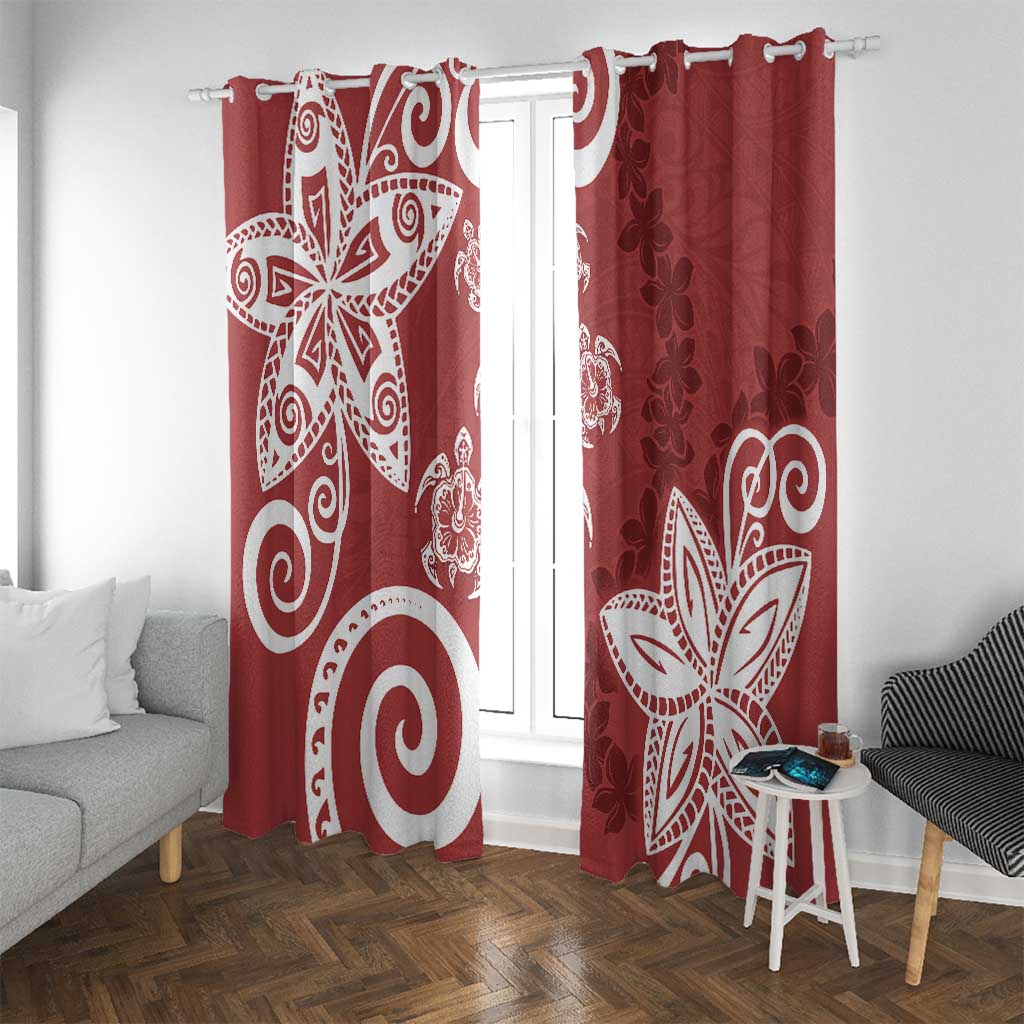Polynesia Window Curtain Red Tribal Turtle Floral Pattern LT05 With Grommets Red - Polynesian Pride