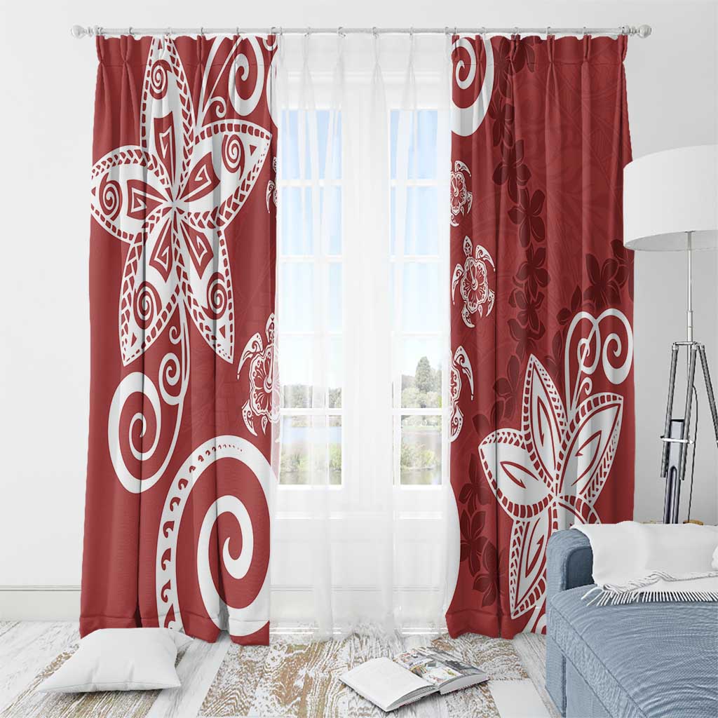 Polynesia Window Curtain Red Tribal Turtle Floral Pattern LT05 - Polynesian Pride