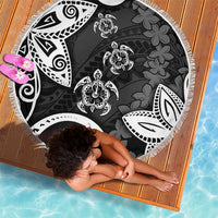 Polynesia Beach Blanket Black Tribal Turtle Floral Pattern LT05 - Polynesian Pride