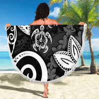 Polynesia Beach Blanket Black Tribal Turtle Floral Pattern LT05 - Polynesian Pride