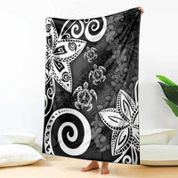 Polynesia Blanket Black Tribal Turtle Floral Pattern LT05 - Polynesian Pride
