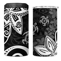 Polynesia 4 in 1 Can Cooler Tumbler Black Tribal Turtle Floral Pattern LT05 One Size: 16 oz Black - Polynesian Pride