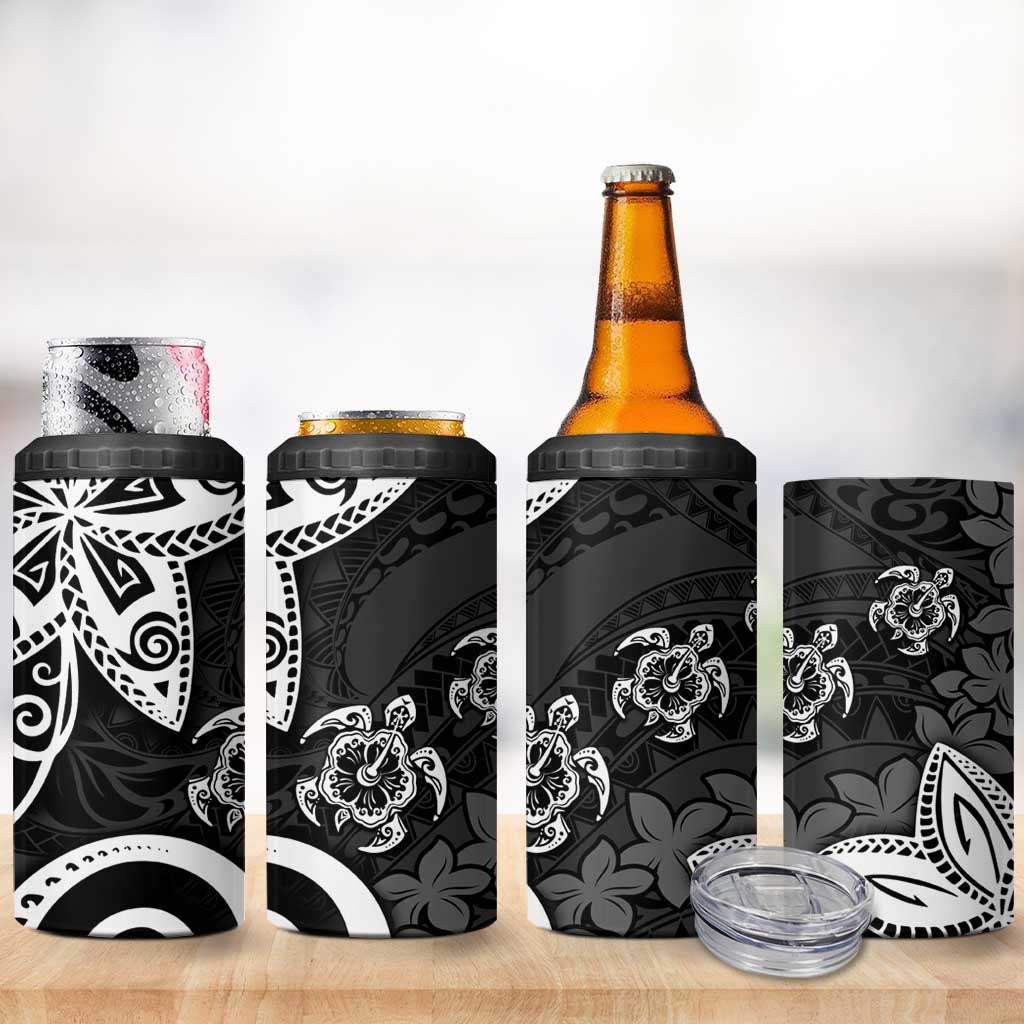 Polynesia 4 in 1 Can Cooler Tumbler Black Tribal Turtle Floral Pattern LT05 - Polynesian Pride