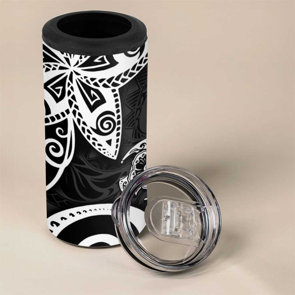 Polynesia 4 in 1 Can Cooler Tumbler Black Tribal Turtle Floral Pattern LT05 - Polynesian Pride