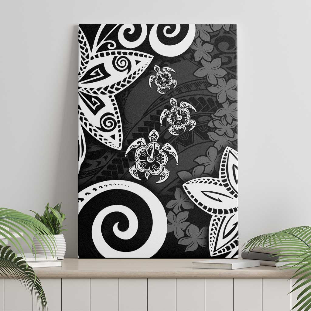 Polynesia Canvas Wall Art Black Tribal Turtle Floral Pattern LT05 - Polynesian Pride