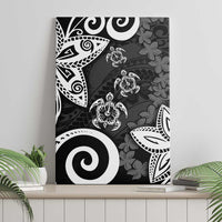 Polynesia Canvas Wall Art Black Tribal Turtle Floral Pattern LT05 - Polynesian Pride