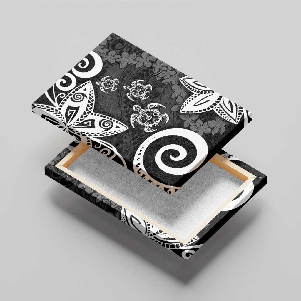 Polynesia Canvas Wall Art Black Tribal Turtle Floral Pattern LT05 - Polynesian Pride