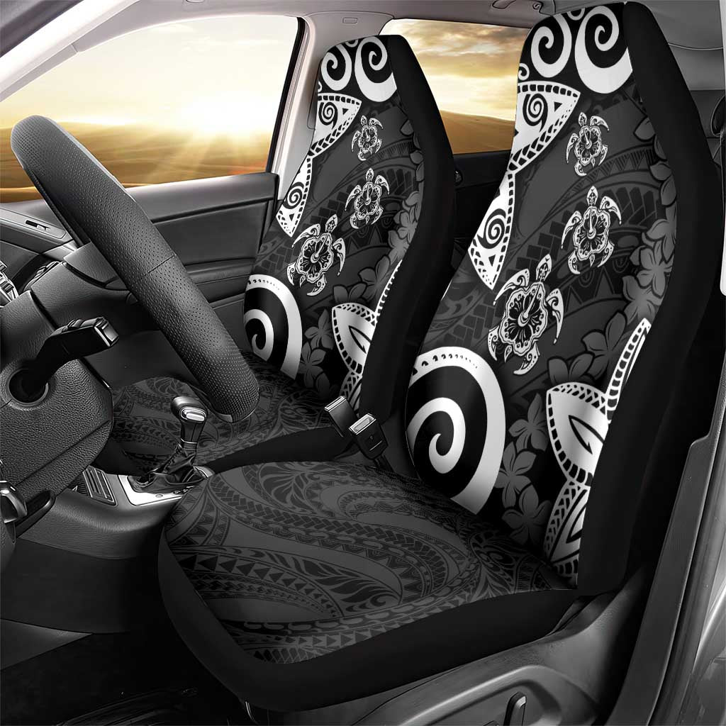 Polynesia Car Seat Cover Black Tribal Turtle Floral Pattern