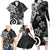 Polynesia Family Matching Long Sleeve Bodycon Dress and Hawaiian Shirt Black Tribal Turtle Floral Pattern