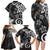 Polynesia Family Matching Long Sleeve Bodycon Dress and Hawaiian Shirt Black Tribal Turtle Floral Pattern