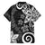 Polynesia Family Matching Long Sleeve Bodycon Dress and Hawaiian Shirt Black Tribal Turtle Floral Pattern