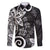 Polynesia Family Matching Long Sleeve Bodycon Dress and Hawaiian Shirt Black Tribal Turtle Floral Pattern