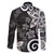 Polynesia Family Matching Long Sleeve Bodycon Dress and Hawaiian Shirt Black Tribal Turtle Floral Pattern