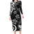 Polynesia Family Matching Long Sleeve Bodycon Dress and Hawaiian Shirt Black Tribal Turtle Floral Pattern