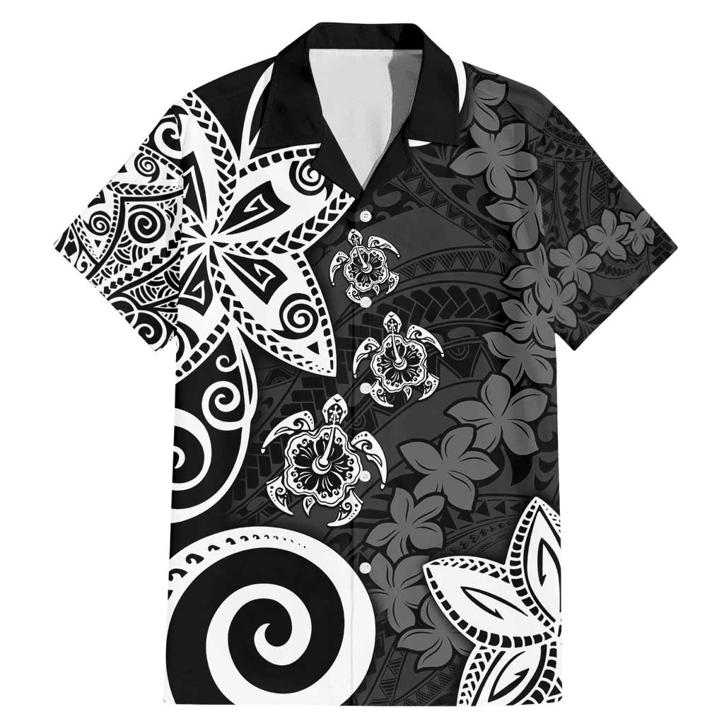 Polynesia Family Matching Mermaid Dress and Hawaiian Shirt Black Tribal Turtle Floral Pattern