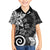 Polynesia Family Matching Off Shoulder Short Dress and Hawaiian Shirt Black Tribal Turtle Floral Pattern