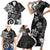 Polynesia Family Matching Short Sleeve Bodycon Dress and Hawaiian Shirt Black Tribal Turtle Floral Pattern