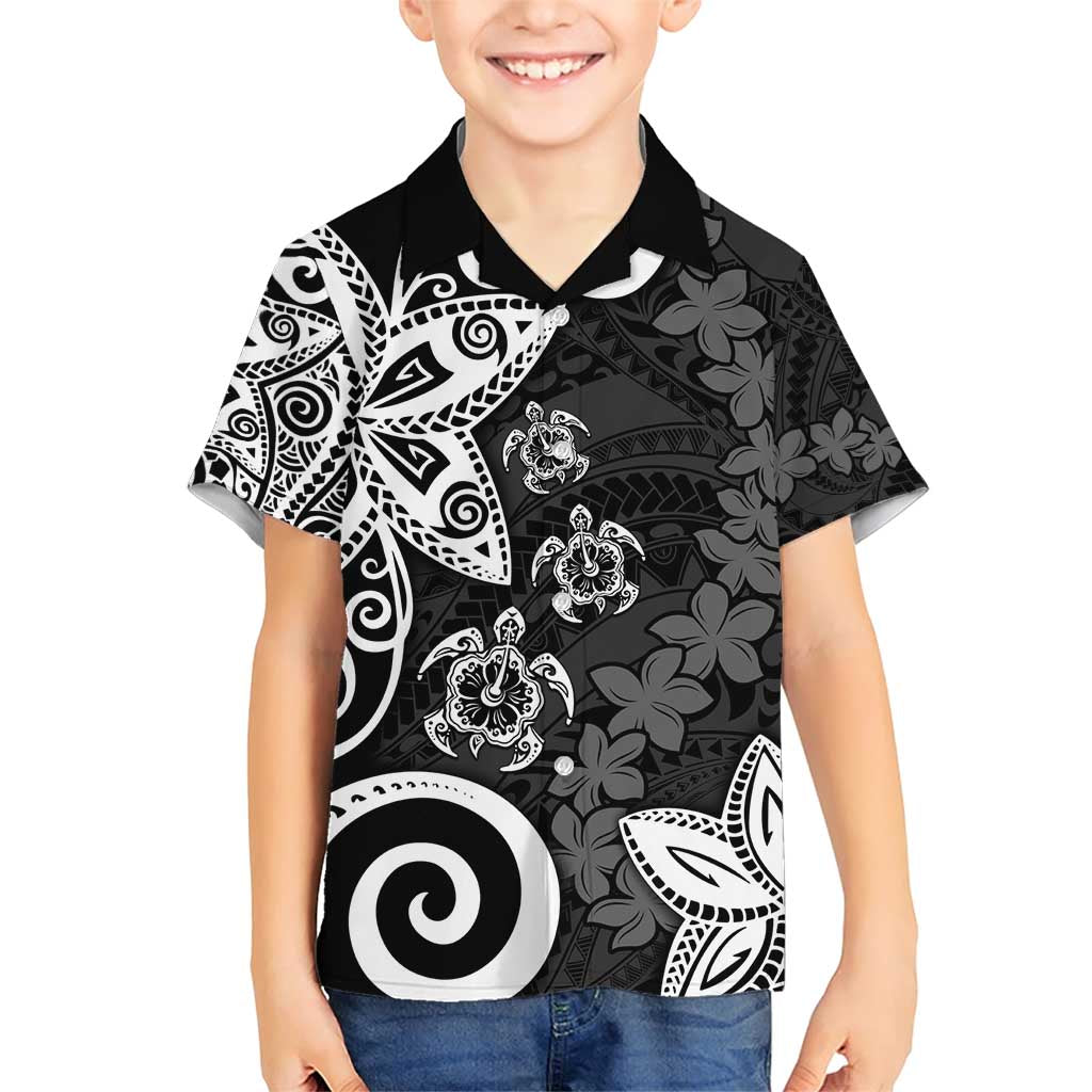 Polynesia Family Matching Short Sleeve Bodycon Dress and Hawaiian Shirt Black Tribal Turtle Floral Pattern