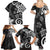 Polynesia Family Matching Summer Maxi Dress and Hawaiian Shirt Black Tribal Turtle Floral Pattern