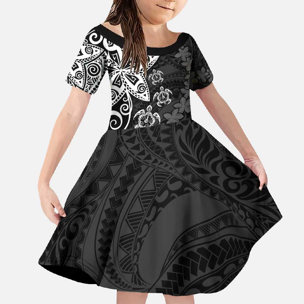 Polynesia Family Matching Tank Maxi Dress and Hawaiian Shirt Black Tribal Turtle Floral Pattern