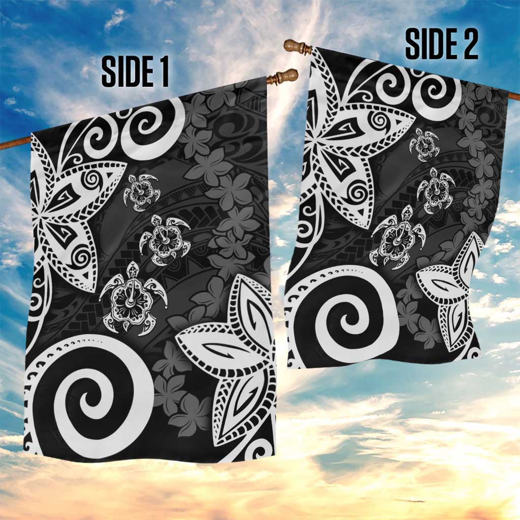 Polynesia Garden Flag Black Tribal Turtle Floral Pattern LT05 - Polynesian Pride