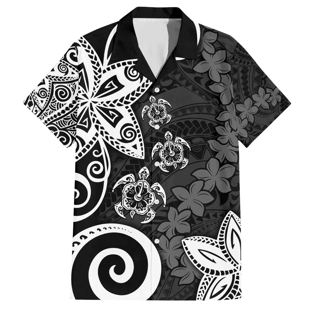 Polynesia Hawaiian Shirt Black Tribal Turtle Floral Pattern LT05 Black - Polynesian Pride