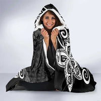 Polynesia Hooded Blanket Black Tribal Turtle Floral Pattern LT05 - Polynesian Pride
