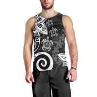 Polynesia Men Tank Top Black Tribal Turtle Floral Pattern LT05 - Polynesian Pride