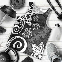 Polynesia Men Tank Top Black Tribal Turtle Floral Pattern LT05 - Polynesian Pride