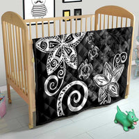 Polynesia Quilt Black Tribal Turtle Floral Pattern
