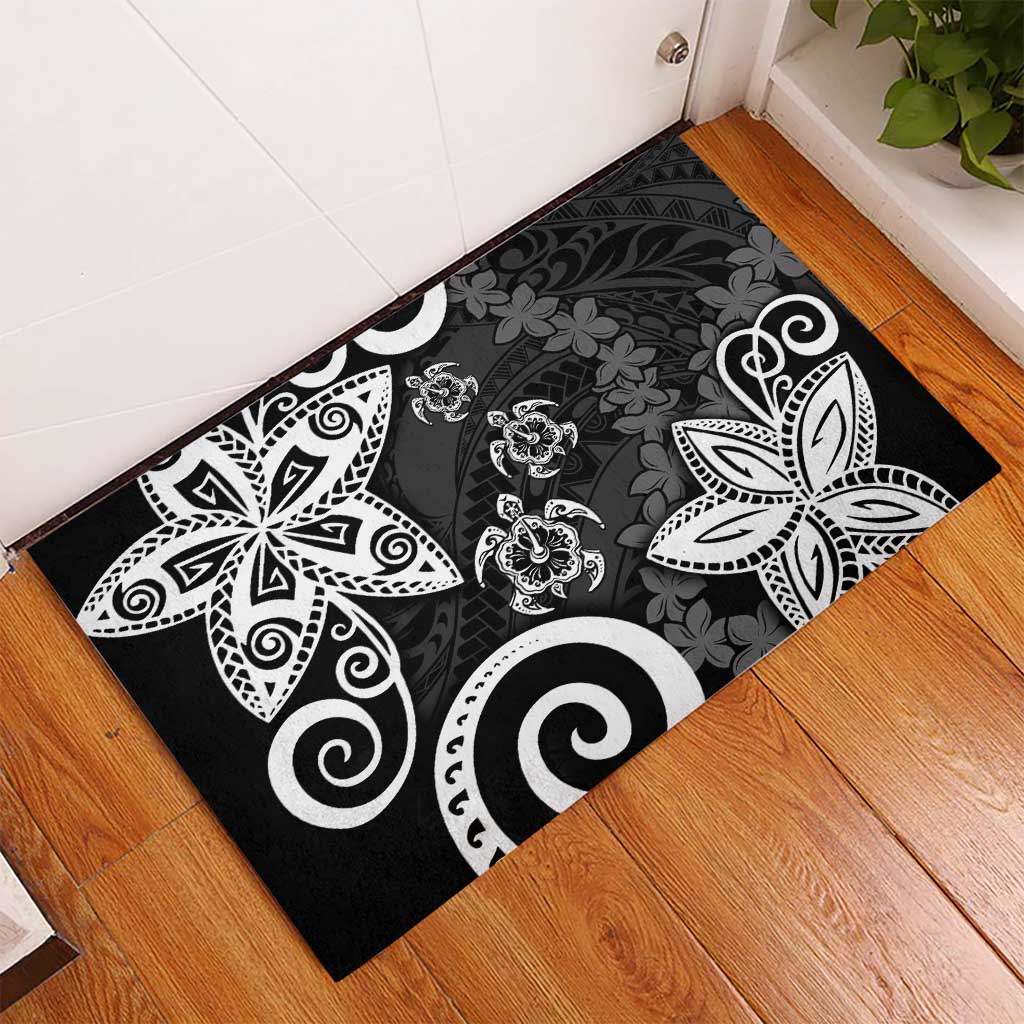 Polynesia Rubber Doormat Black Tribal Turtle Floral Pattern LT05 - Polynesian Pride