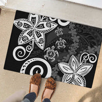 Polynesia Rubber Doormat Black Tribal Turtle Floral Pattern LT05 - Polynesian Pride
