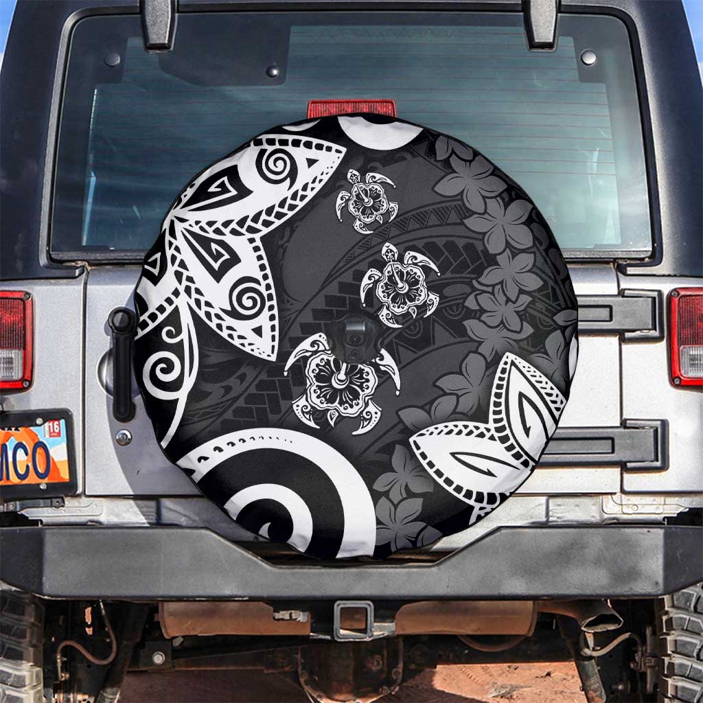 Polynesia Spare Tire Cover Black Tribal Turtle Floral Pattern LT05 Black - Polynesian Pride