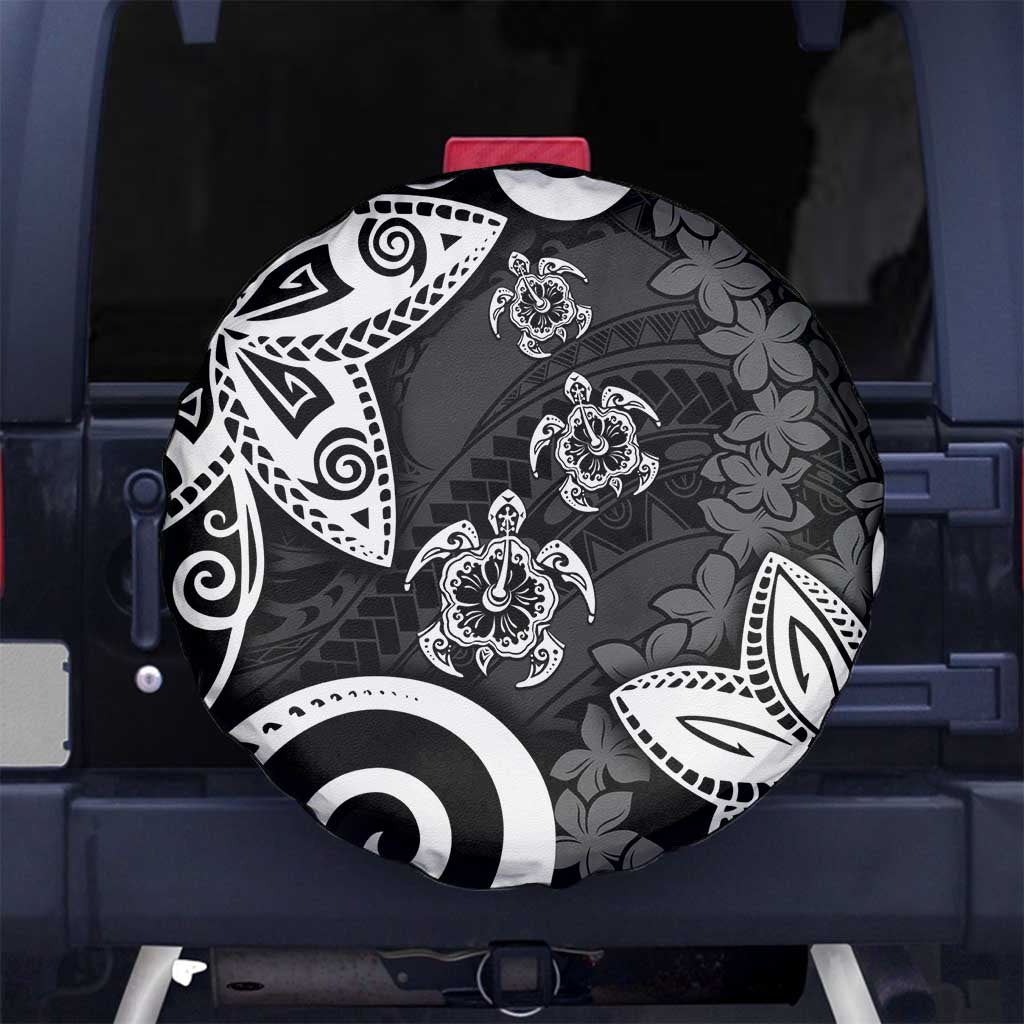 Polynesia Spare Tire Cover Black Tribal Turtle Floral Pattern LT05 - Polynesian Pride