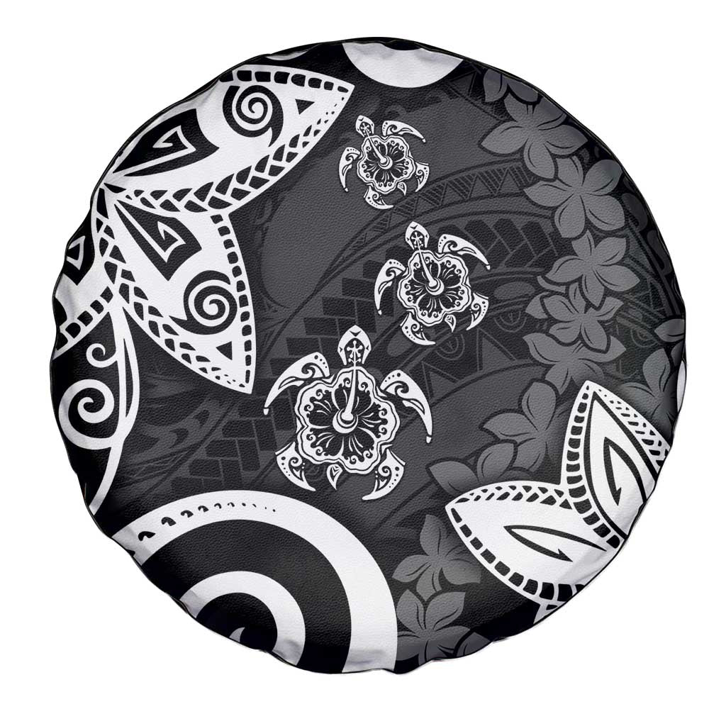 Polynesia Spare Tire Cover Black Tribal Turtle Floral Pattern LT05 - Polynesian Pride