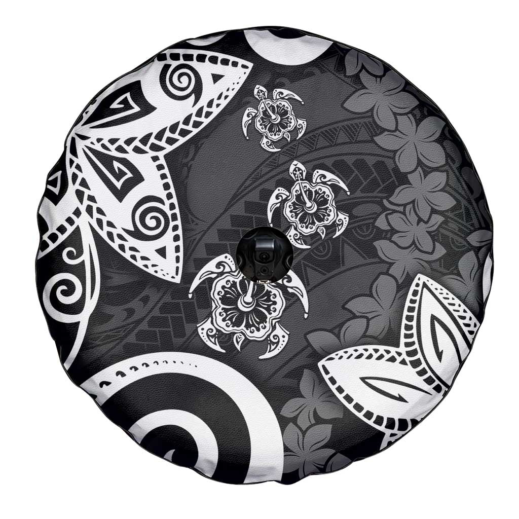 Polynesia Spare Tire Cover Black Tribal Turtle Floral Pattern LT05 - Polynesian Pride