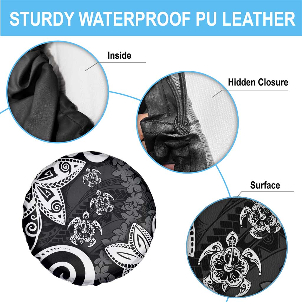 Polynesia Spare Tire Cover Black Tribal Turtle Floral Pattern LT05 - Polynesian Pride