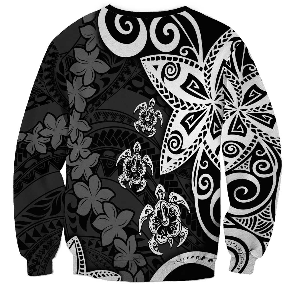 Polynesia Sweatshirt Black Tribal Turtle Floral Pattern LT05 - Polynesian Pride