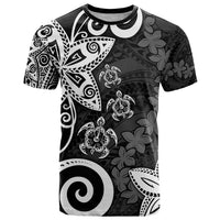 Polynesia T Shirt Black Tribal Turtle Floral Pattern LT05 Black - Polynesian Pride