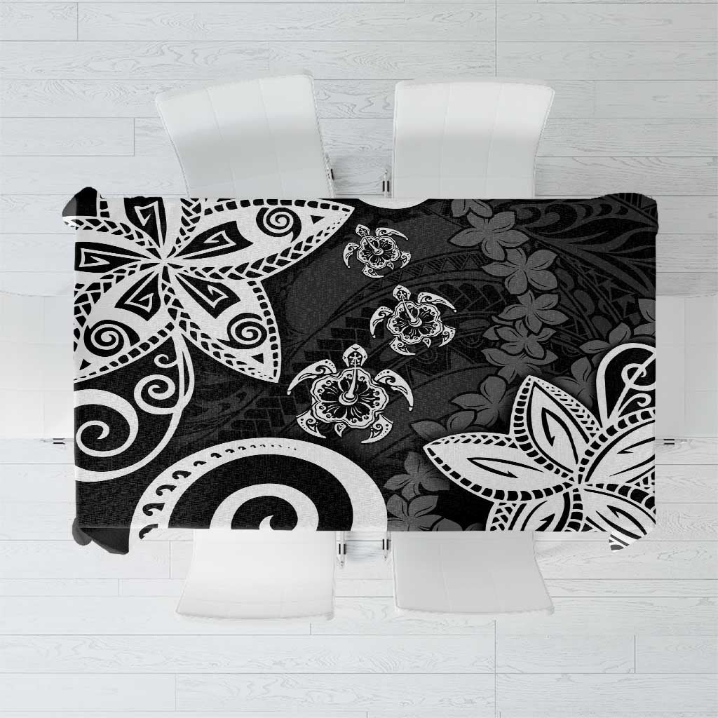Polynesia Tablecloth Black Tribal Turtle Floral Pattern LT05 Black - Polynesian Pride