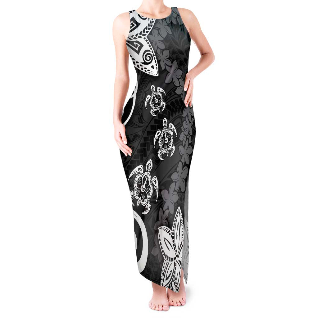 Polynesia Tank Maxi Dress Black Tribal Turtle Floral Pattern LT05 Women Black - Polynesian Pride