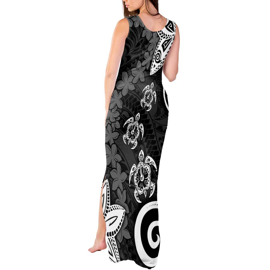 Polynesia Tank Maxi Dress Black Tribal Turtle Floral Pattern LT05 - Polynesian Pride