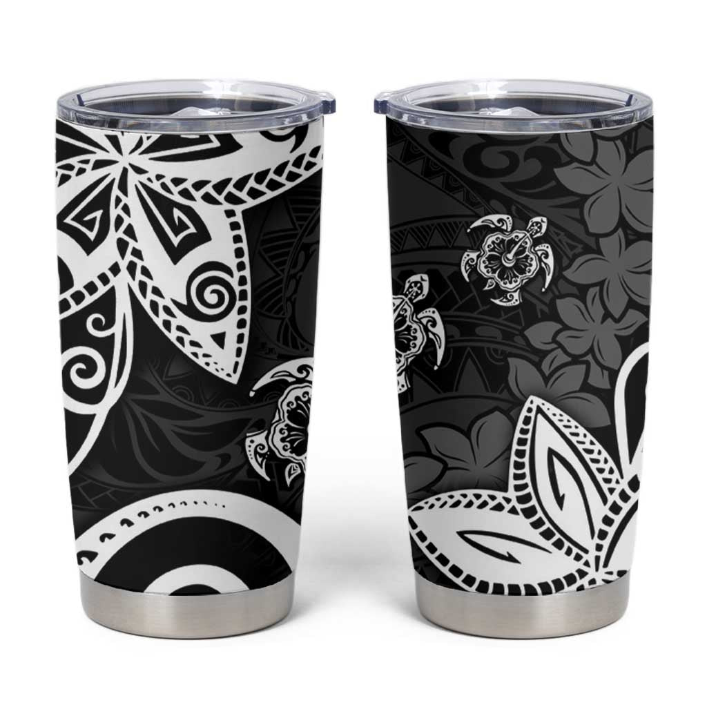 Polynesia Tumbler Cup Black Tribal Turtle Floral Pattern LT05 Black - Polynesian Pride