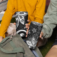 Polynesia Tumbler Cup Black Tribal Turtle Floral Pattern LT05 - Polynesian Pride