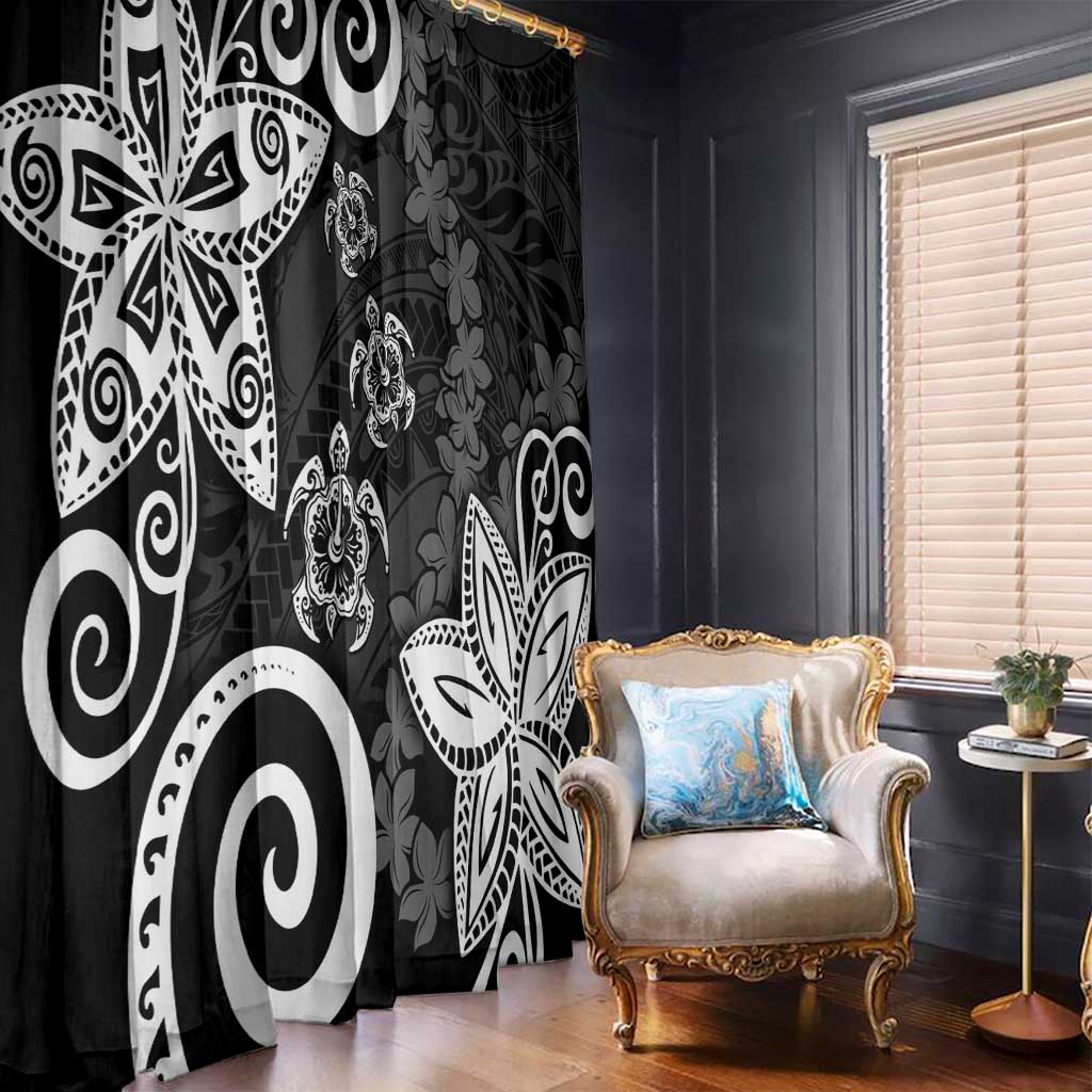 Polynesia Window Curtain Black Tribal Turtle Floral Pattern LT05 - Polynesian Pride
