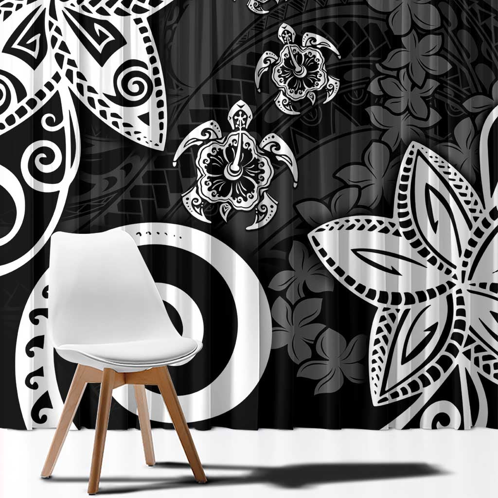 Polynesia Window Curtain Black Tribal Turtle Floral Pattern LT05 - Polynesian Pride