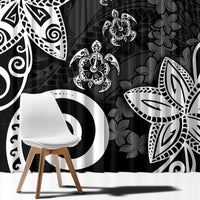 Polynesia Window Curtain Black Tribal Turtle Floral Pattern LT05 - Polynesian Pride