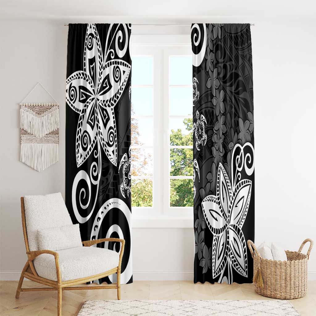 Polynesia Window Curtain Black Tribal Turtle Floral Pattern LT05 - Polynesian Pride