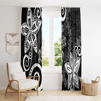 Polynesia Window Curtain Black Tribal Turtle Floral Pattern LT05 - Polynesian Pride